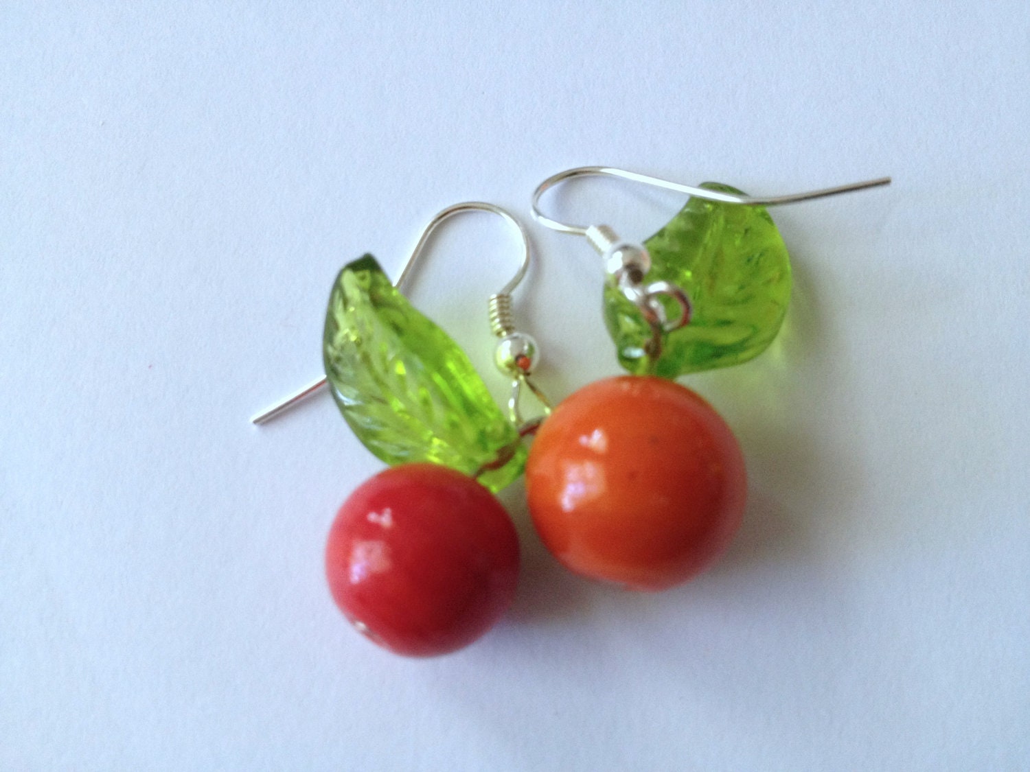 Heirloom Tomato Earrings - Glass Vegetable Ear Hooks - Veggie Jewelry