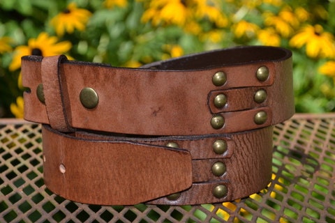 The Norma Belt - Leather Belt with Turquoise, Lime and Orange Flower Buckle