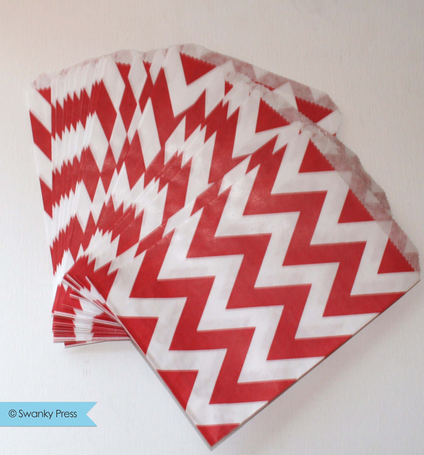 Chevron Striped Favor Bags - Red (or choose any color combination) Il_570xn