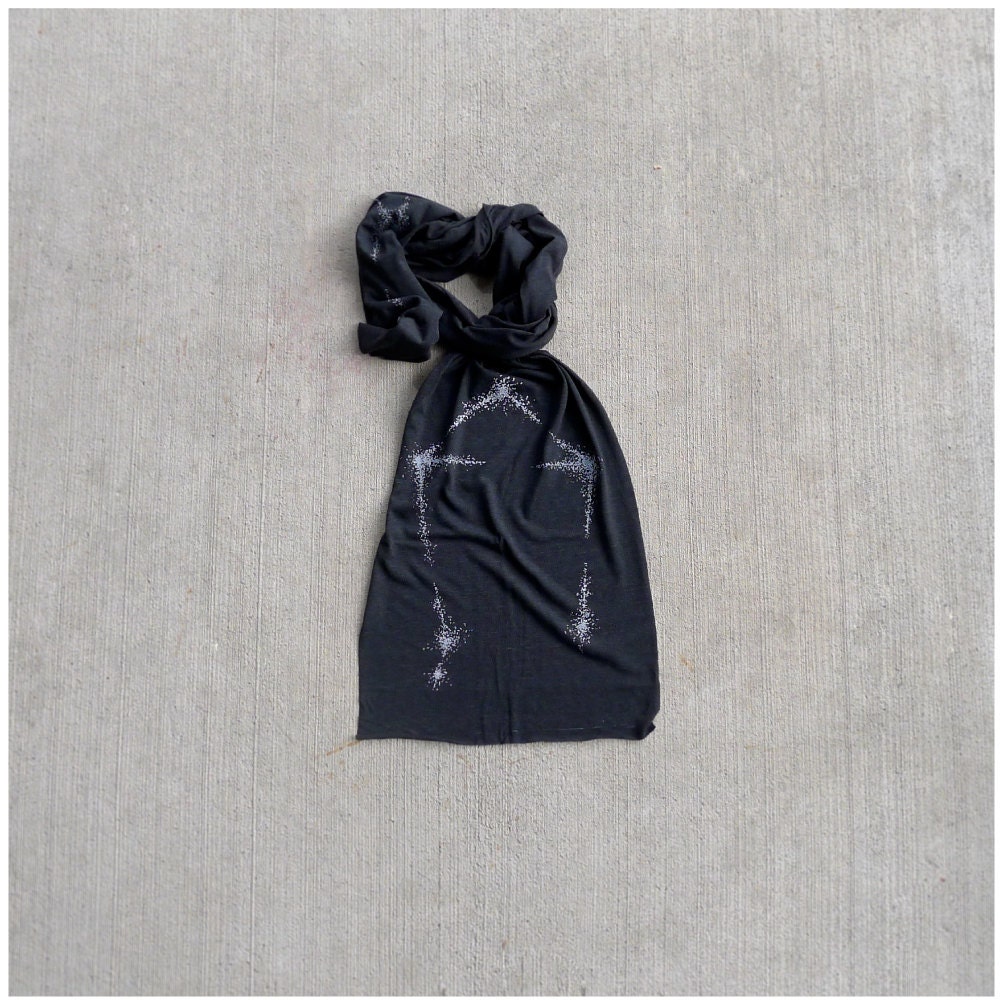 Libra Rising - jersey scarf - zodiac gift - libra constellation on heather black jersey - lightweight scarf - birthday gift