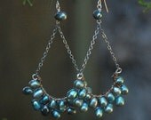 Aqua Pearl Earrings, Artisan handmade, natural pearl, freshwater pearl
