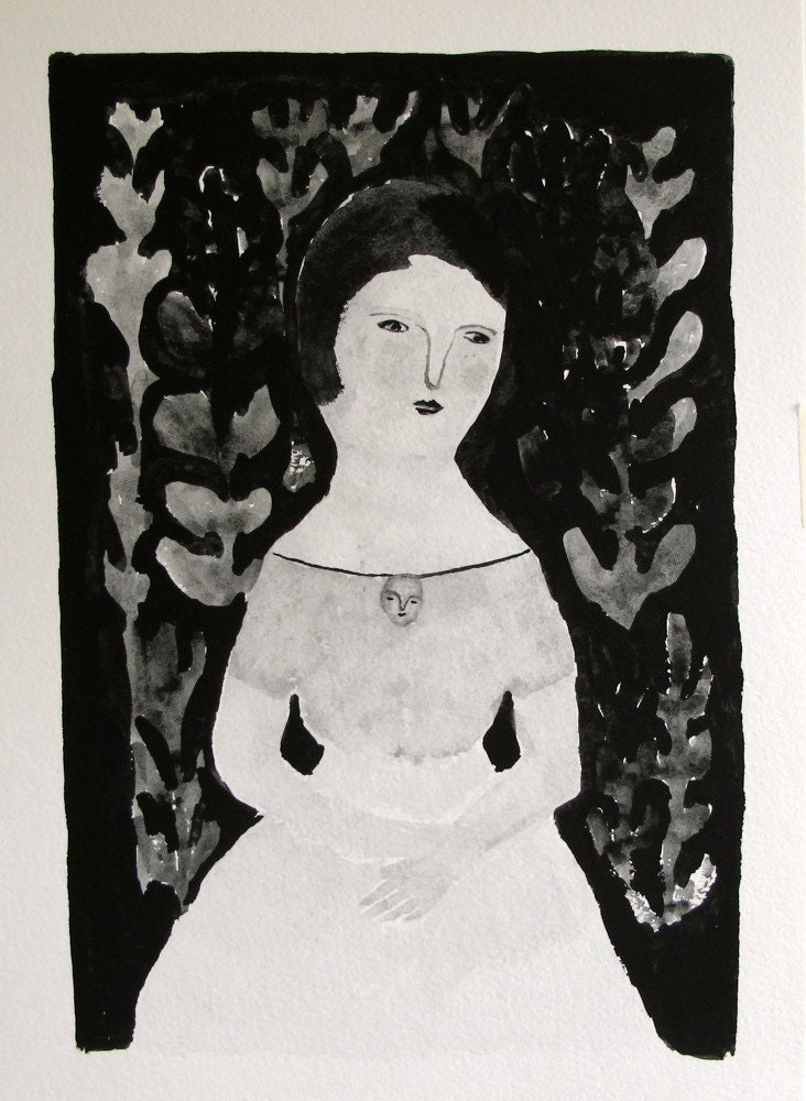 A Summer's Eve - an original larger gouache portrait - painting