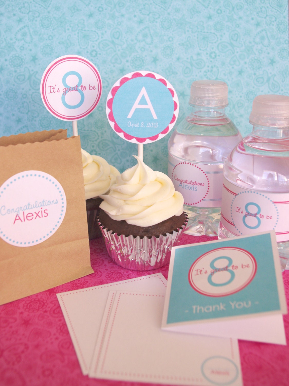 Personalized LDS Baptism Printable for girls - Raspberry/Tiffany Blue