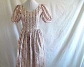 Vintage 1980s Sweet Summer Dress Dirndl style pink and blue S/XS