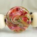 Glass Lampwork Bead Set, Pink, Ivory, Green, Purple Victorian Roses