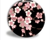Pocket Mirror OR Bottle Opener/Keychain - SAKURA (Black)