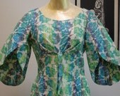 Reduced - Vintage 1960s Nani of Hawaii Maxi Dress Front Slit Hawaiian