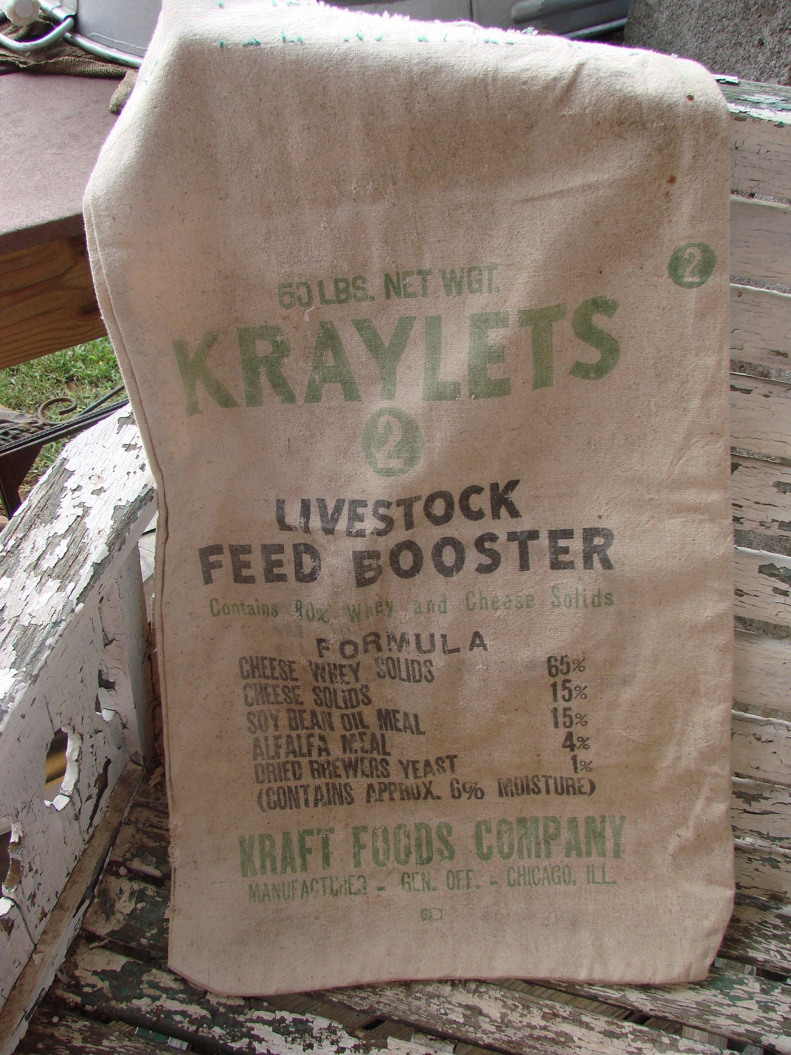 Vintage Muslin KRAYLETS Livestock Feed Booster Bag Feedsack
