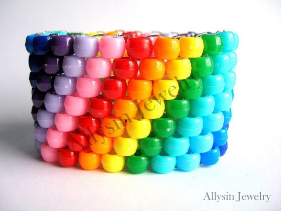 Super Rainbow Kandi Cuff, Rave, Plur Jewelry