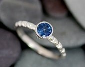 Blue Sapphire Gemstone Ring, September Birthstone Solitaire Ring in Recycled Sterling,  Silver Ring Made To Order