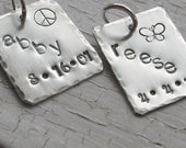 PERSONALIZED  rectangle sterling silver stamped initals charms, pendants for mom and grandmother jewelry, teamepe