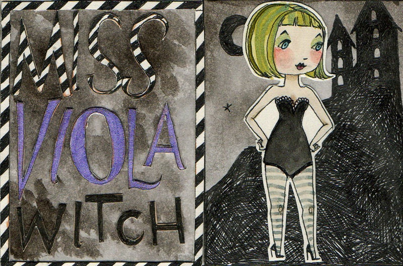 Miss Viola Witch  Handmade Paper Doll