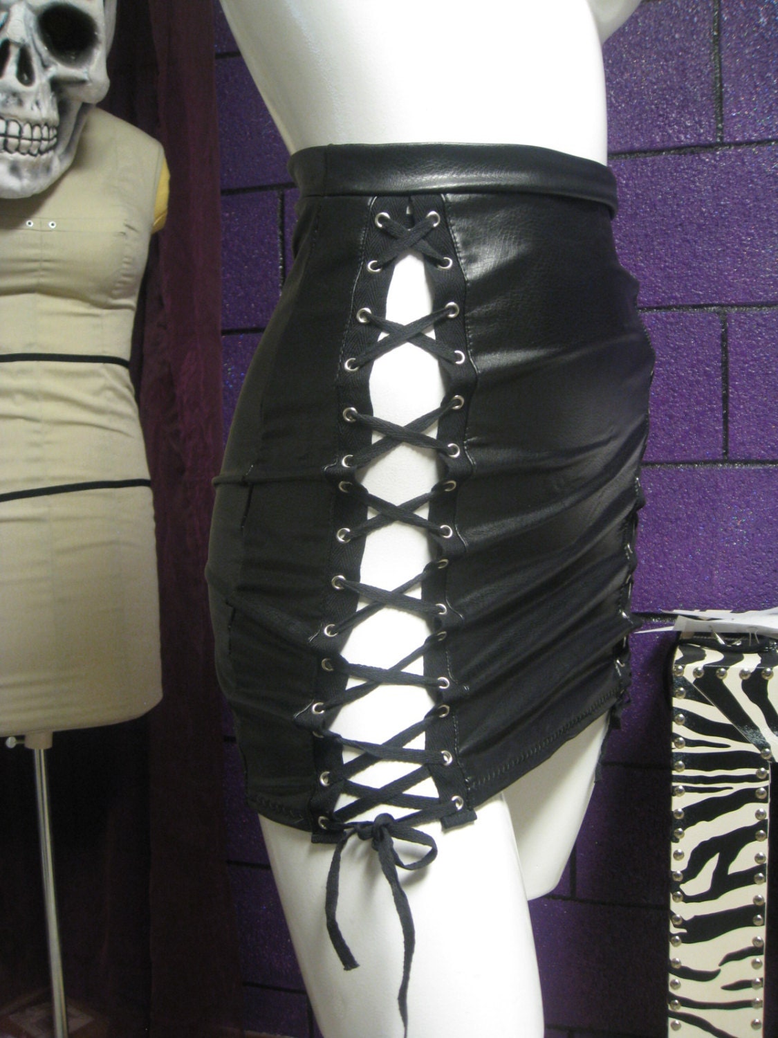 High waisted Lace up Skirt
