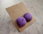 button earrings - purple dupioni silk