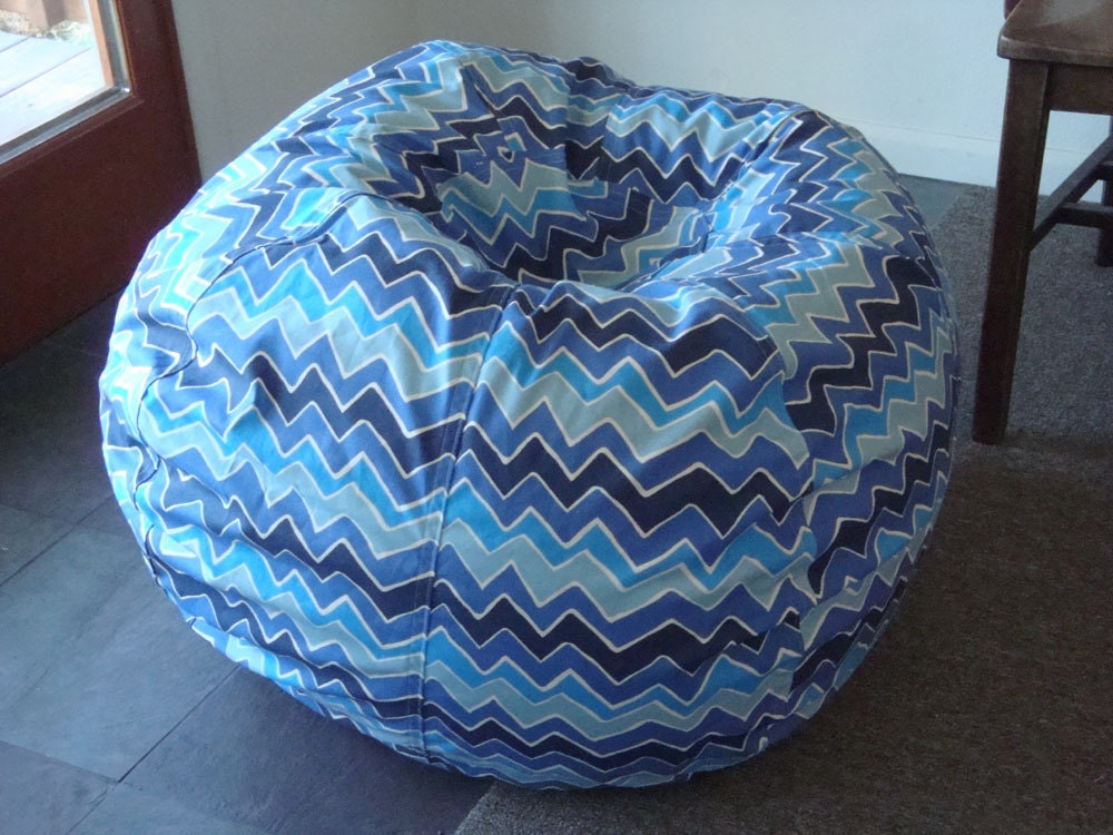 Ocean Blues zig zag print bean bag chair Made to Order
