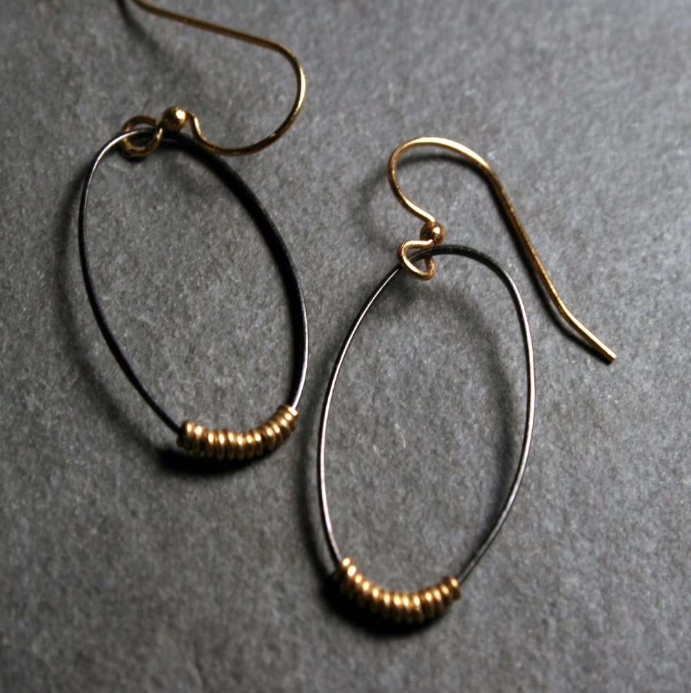 Mixed Metal Oval Earrings