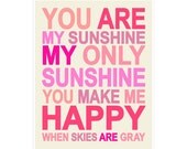 Children's Wall Art / Nursery Decor You Are My Sunshine... 11x14 inch print by Finny and Zook