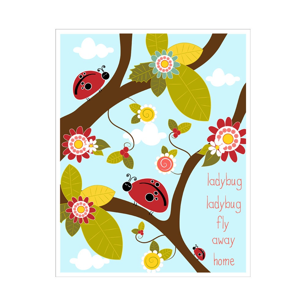 Children's Wall Art / Nursery Decor Ladybug Ladybug 8x10 inch print by Finny and Zook