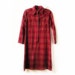 40s-50s Red Wool Plaid Dress - S