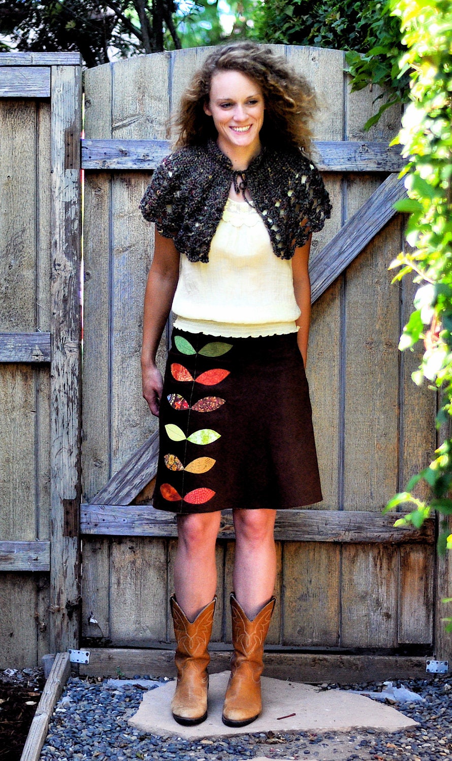 Ladies Autumn Leaves Corduroy Skirt