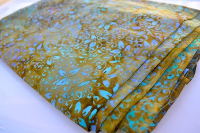 Batik Cloth Napkins in Green with Blue, Set of 4 by Dot and Army