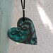 Rustic Turquoise Heart Pendant Necklace - Hand Carved Flowers Pattern - Texture