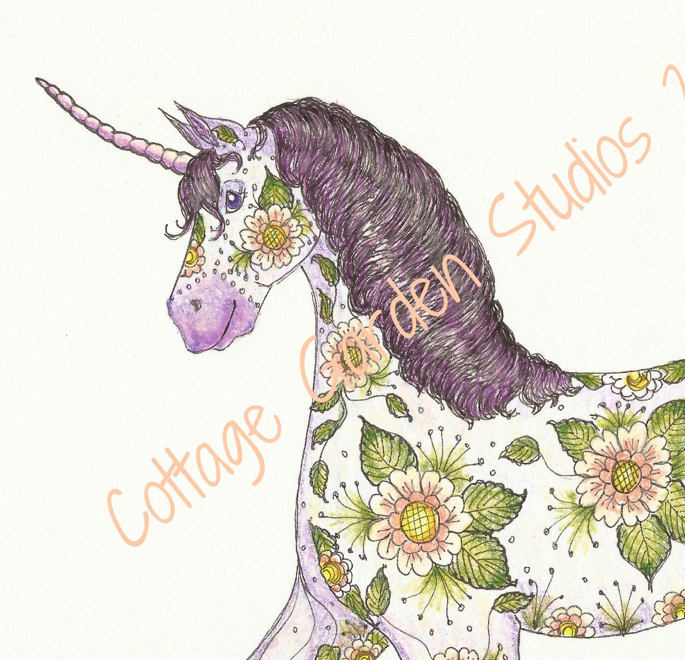 Unicorn Art, Henna design, Children's Room Art, Fantasy Illustration