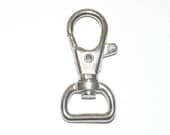 5 Metal Lobster Clasps with D Ring and Swivel Base, Silver Clips, Keyfob and Wristlet Findings