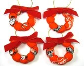 Set of 4 Christmas Puff Wreath Ornaments - UGA Georgia Bulldogs DAWGS