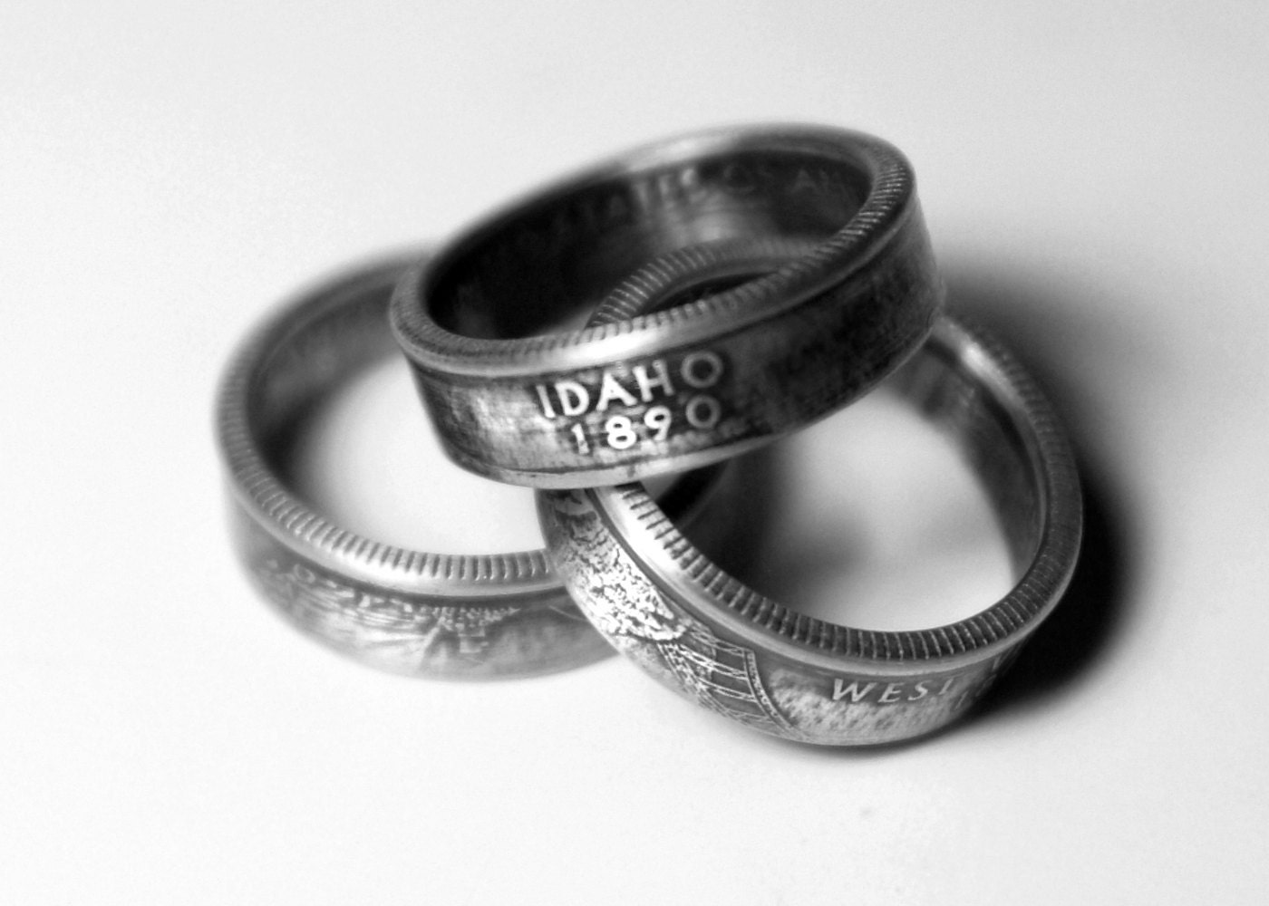 Handcrafted Ring made from a US Quarter - Idaho - Pick your size