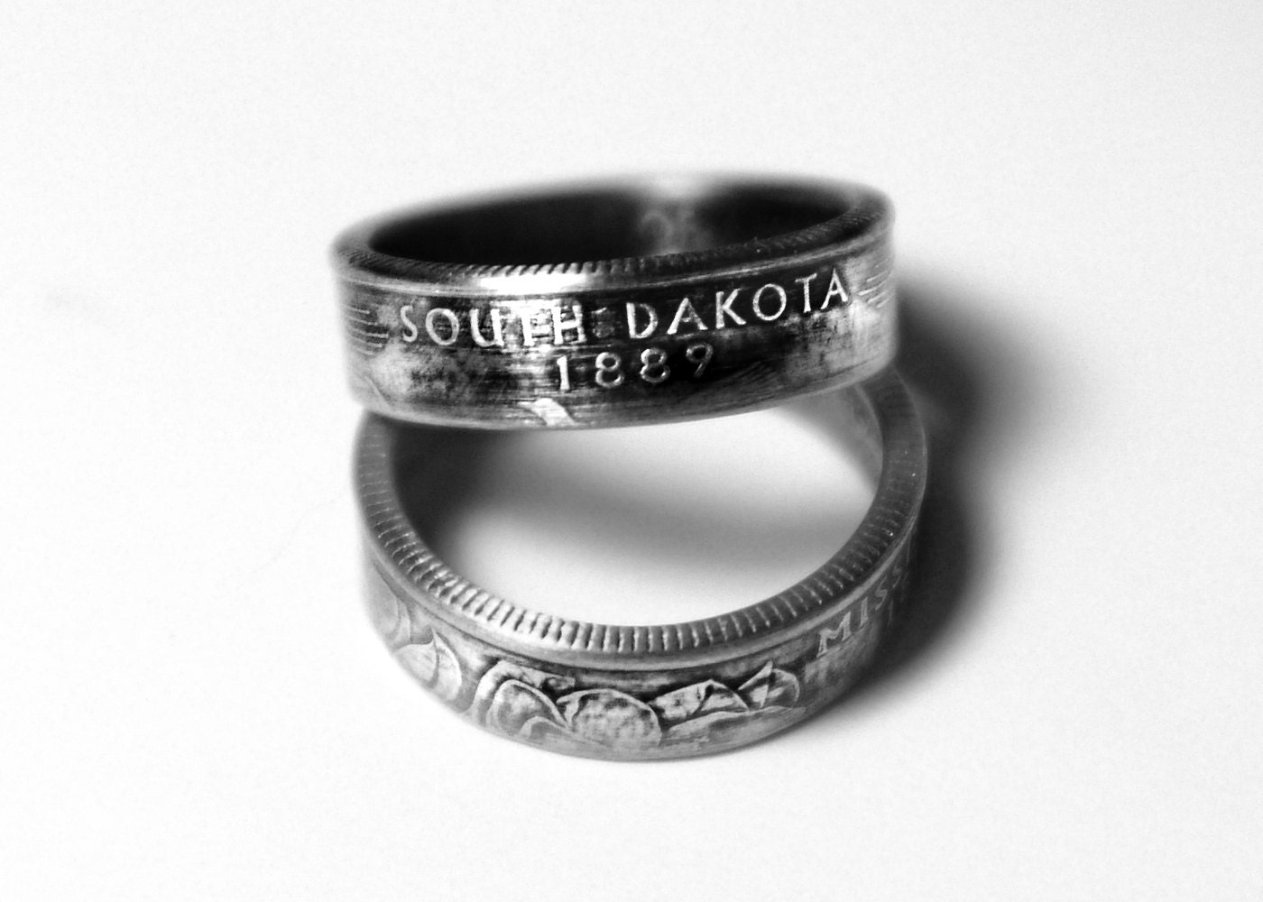 Handcrafted Ring made from a US Quarter - South Dakota - Pick your size