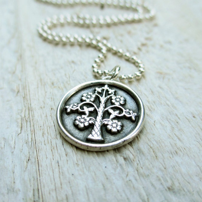 Silver Tree of Life Necklace - PMC, Fine Silver, Sterling Silver Chain, Gift under 50, Family Tree