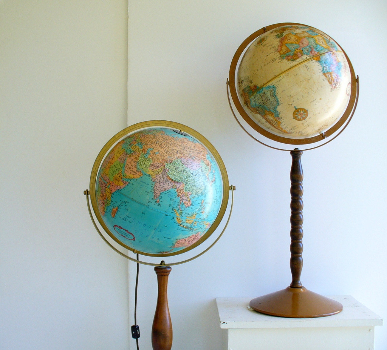 Vintage Replogle Globe World Classic Floor Stand / Sepia