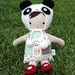 Lil Sister Sprinkles Brown Hair Rag Doll (panda patchwork) with Panda Hat