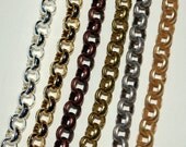 Rolo Chain 7mm Chunky Antique Silver, Copper or Brass 12"   - FREE SHIPPING USA