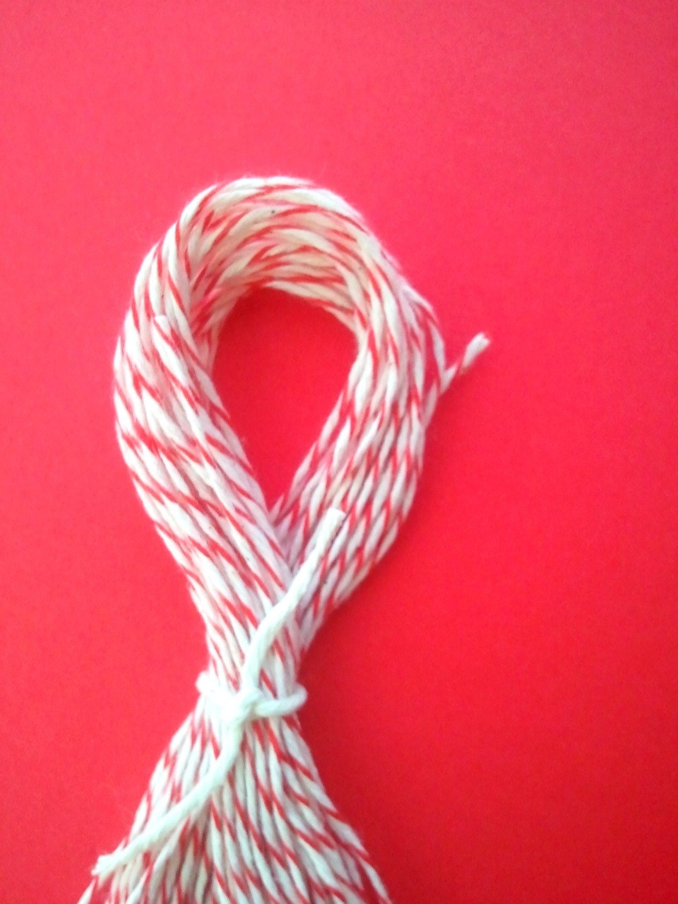 red and white bakers twine - 5 yards - READY TO SHIP