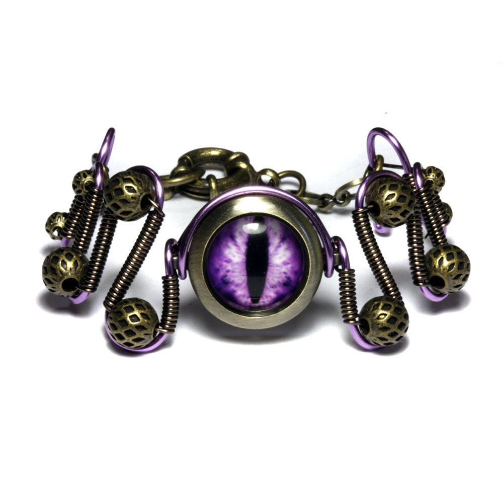 Steampunk Jewelry - Purple Beholder Eye Bracelet