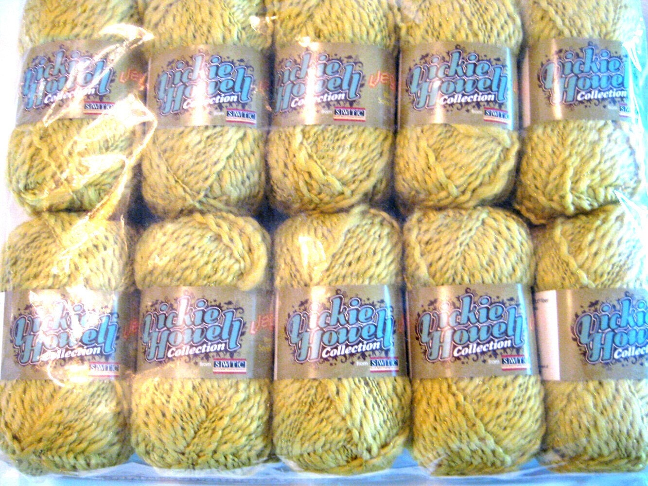 Mustard yellow wool yarn with metallic sparkle thread,  worsted weight yarn, SWTC Vegas, 10 balls