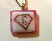 Superhero - S glass fused necklace handmade