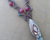 Goddess Hemp Macrame Necklace - Natural Hippie Bohemian
