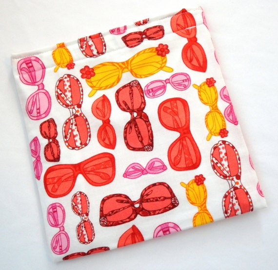 Reusable Sandwich Bag - 1 bag in Pink, Yellow, Orange Sunglasses on White