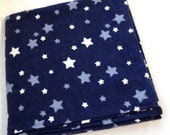 Large Cotton Flannel Baby Blanket, Receiving Blanket - Stars on Blue