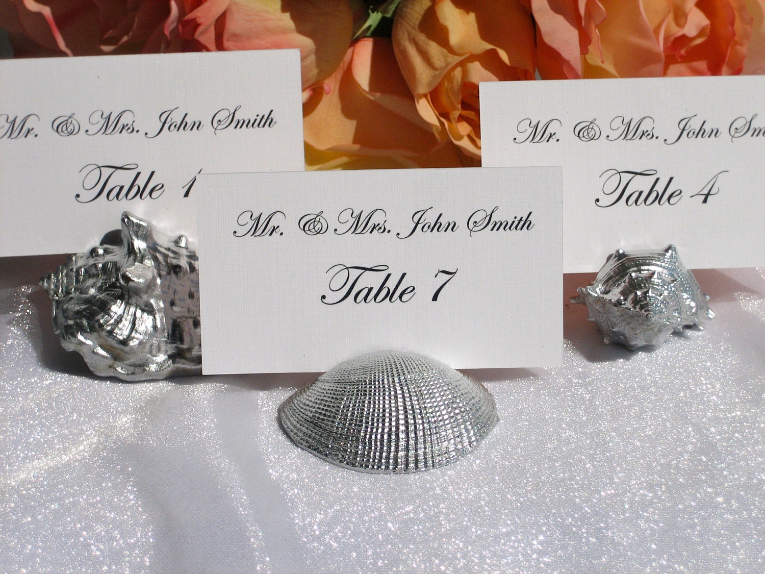 Assorted Silver shell place card holders- set of 100