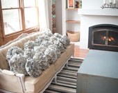 Light Gray Knit Ruffle Rose Pillow - Large