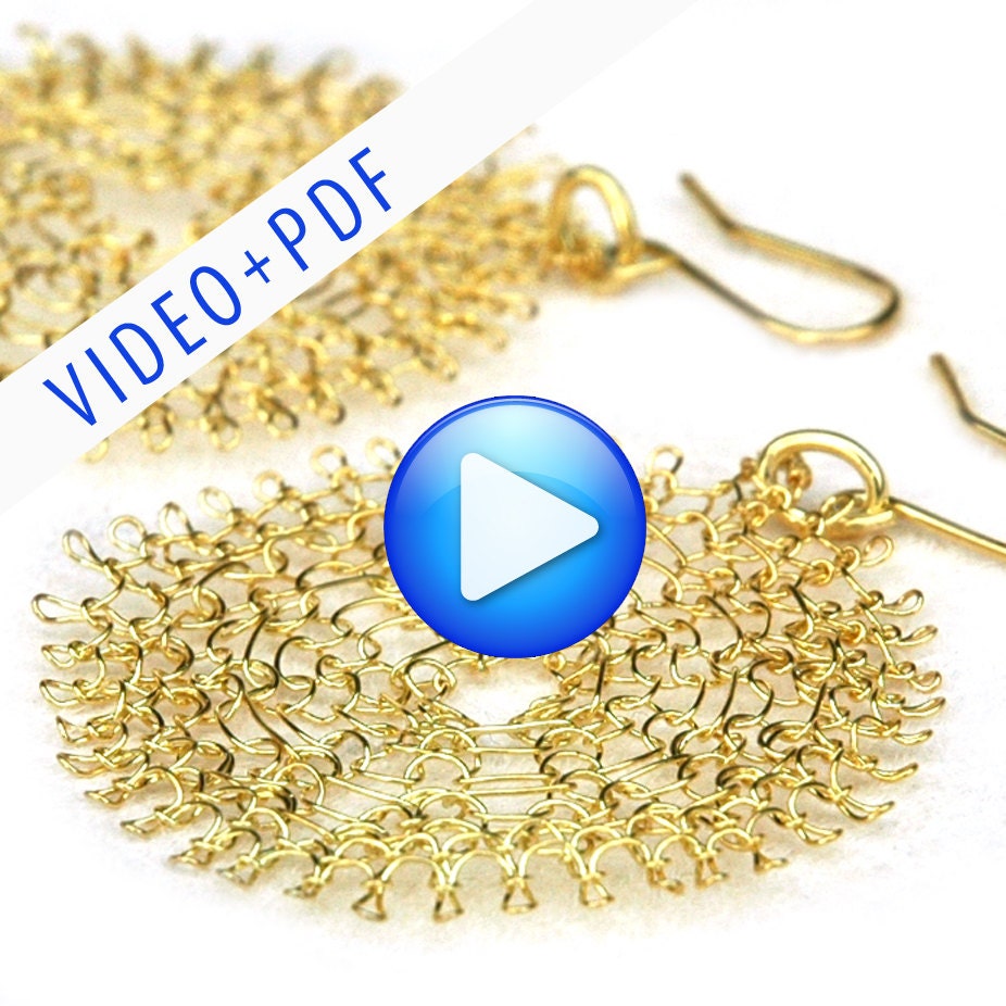 Wire Jewelry Crochet Pattern of YoolaFlower, ONLINE  VIDEO pattern and a PDF file