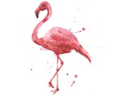 Flamingo art, Bird Art Flamingo, mothers day, uk, animal paintings, pink flamingo print, nature