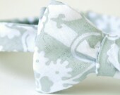 grey & white floral screen printed bow tie
