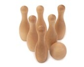 bowling game with wooden ball, wood skittles toy