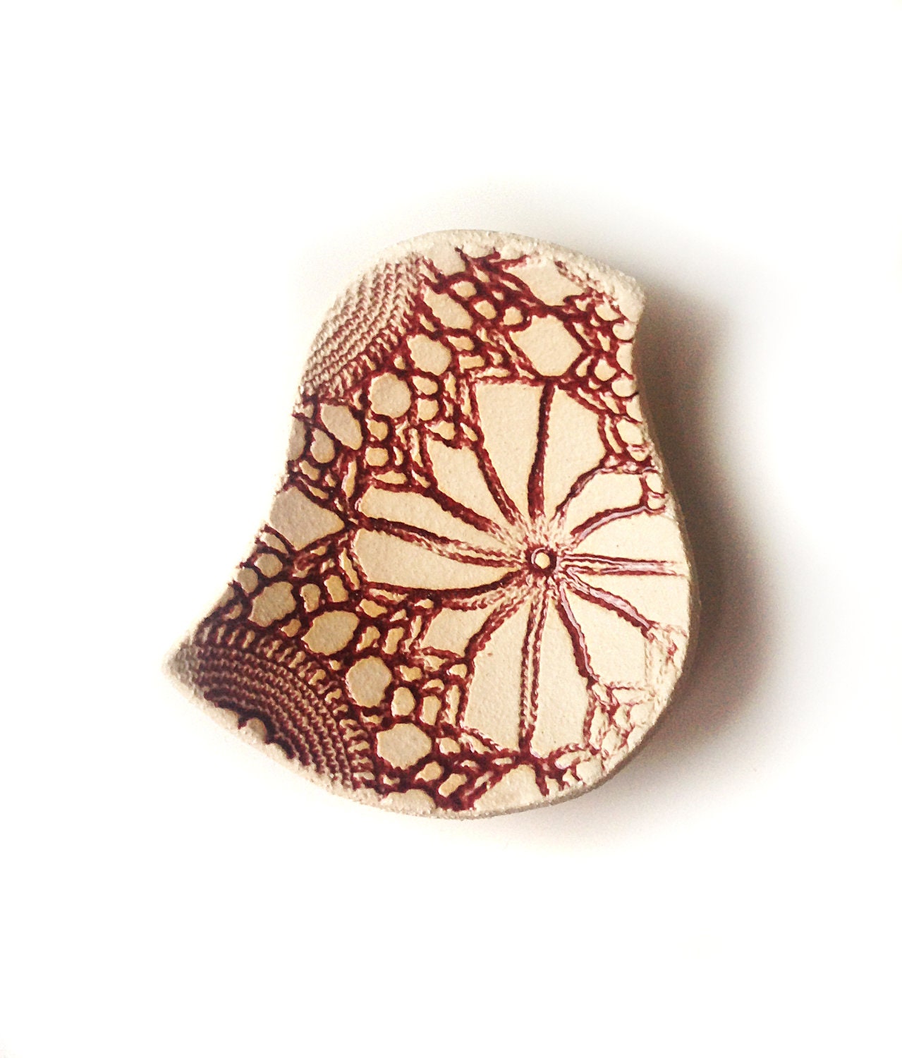 Bird bowl Handmade stoneware ceramic pottery bowl Cranberry & cream Candle holder Wedding ring holder