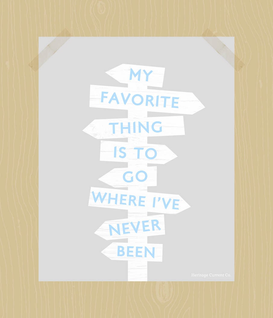 Where I've Never Been Travel Quote Digital Print Printable Blue and Gray 8 x 10 Wall Art